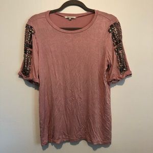 Dusty rose blouse with beaded embellishment